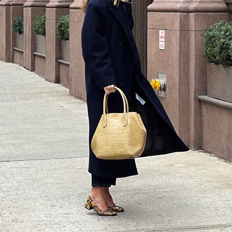 Camel Polo Ralph Lauren Bellport Embossed Tote, Medium