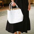 White Polo Ralph Lauren Bellport Embossed Tote, Medium