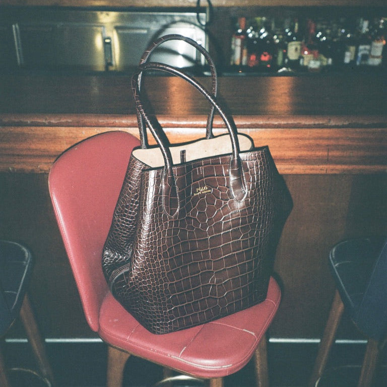 Brown Polo Ralph Lauren Bellport Embossed Tote, Large