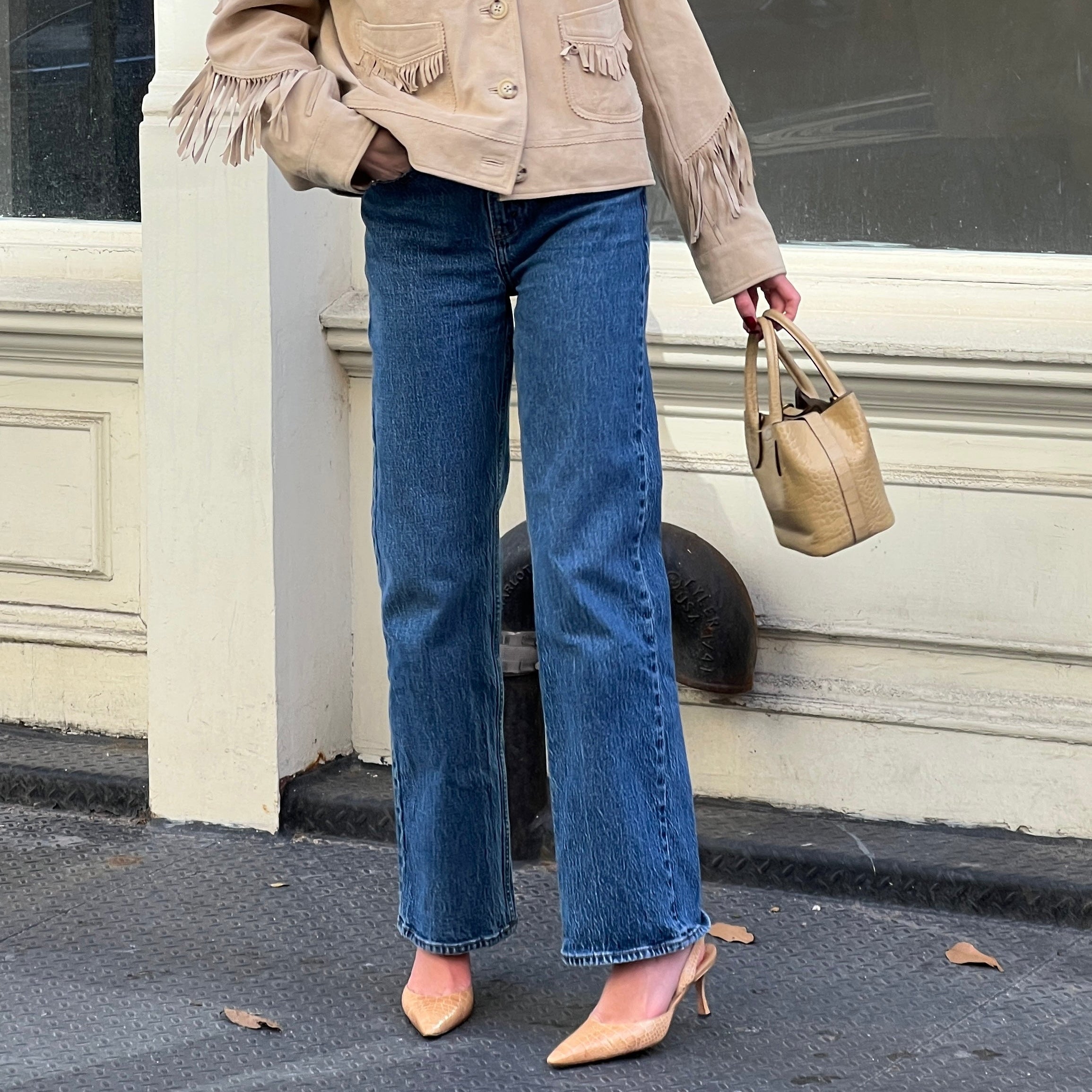 Camel Polo Ralph Lauren Bellport Embossed Tote, Small