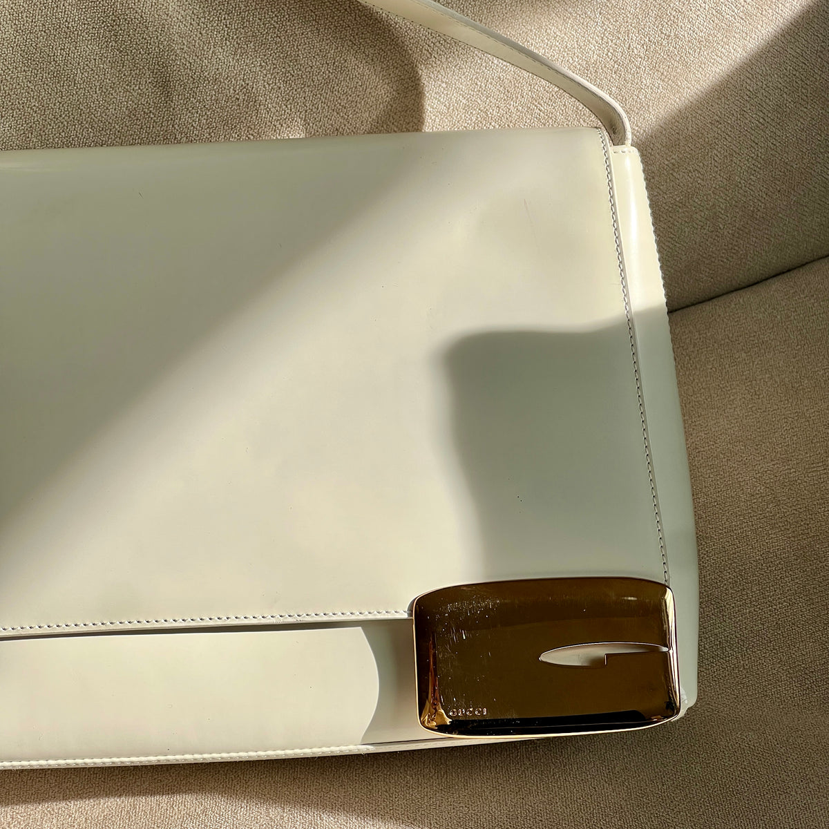 Gucci 2000s White Leather Shoulder Bag