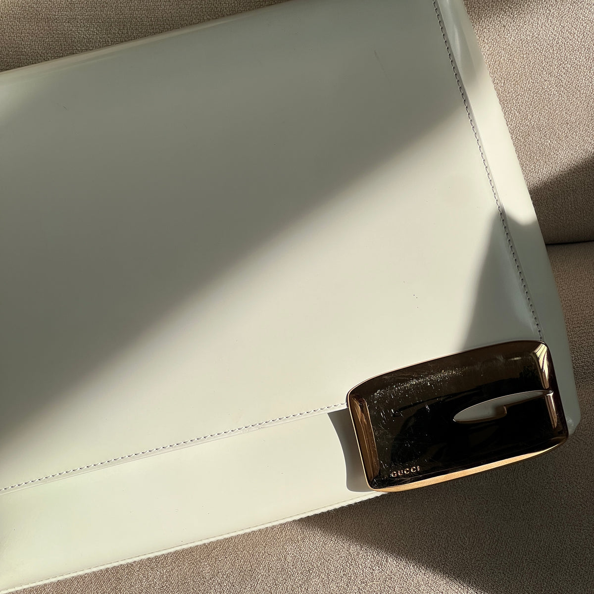 Gucci 2000s White Leather Shoulder Bag
