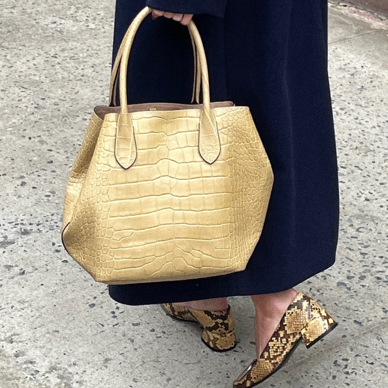 Camel Polo Ralph Lauren Bellport Embossed Tote, Medium