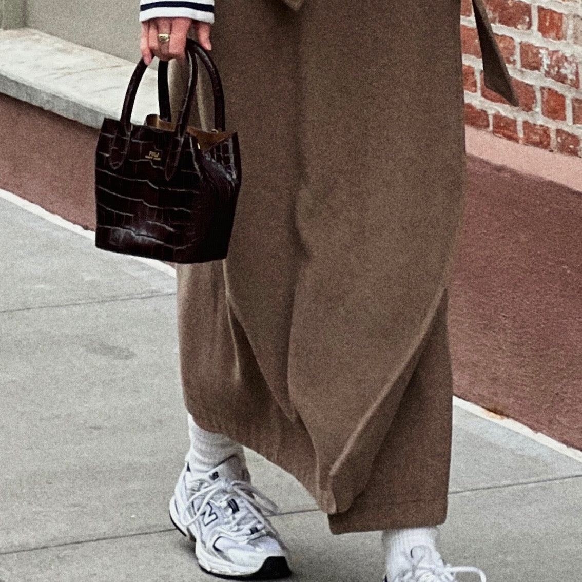 Brown Polo Ralph Lauren Bellport Embossed Tote, Small