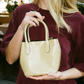 Camel Polo Ralph Lauren Bellport Embossed Tote, Small