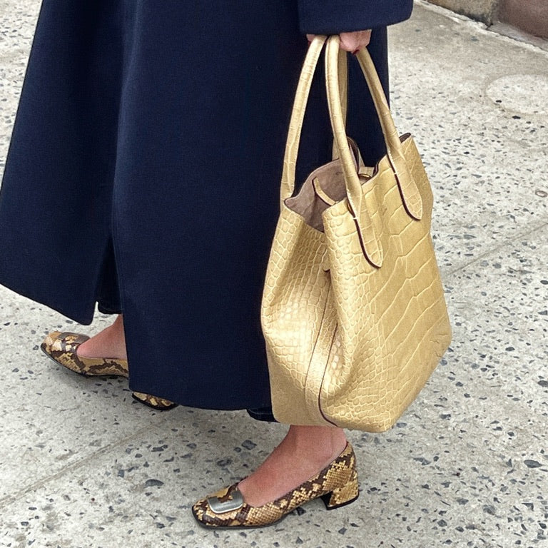 Camel Polo Ralph Lauren Bellport Embossed Tote, Medium