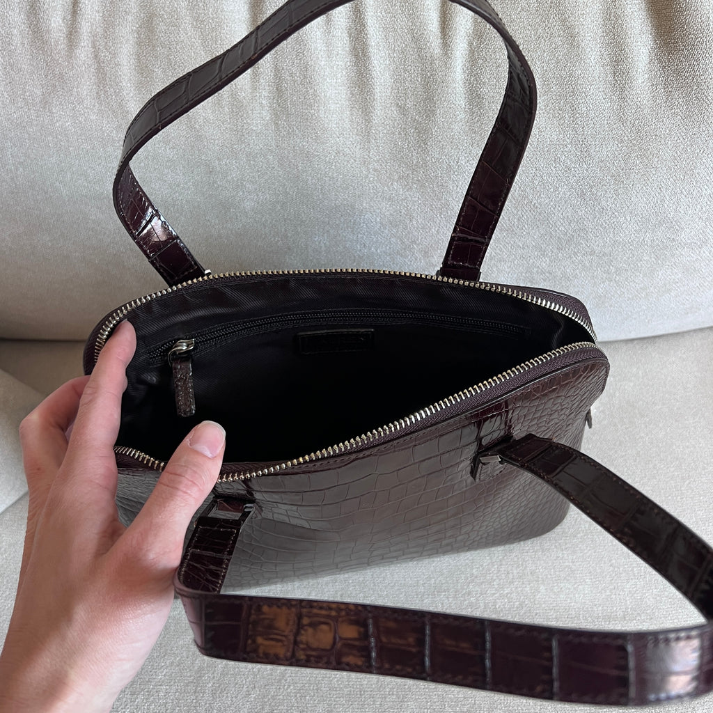 Brown Croc Lauren by Ralph Lauren Handbag