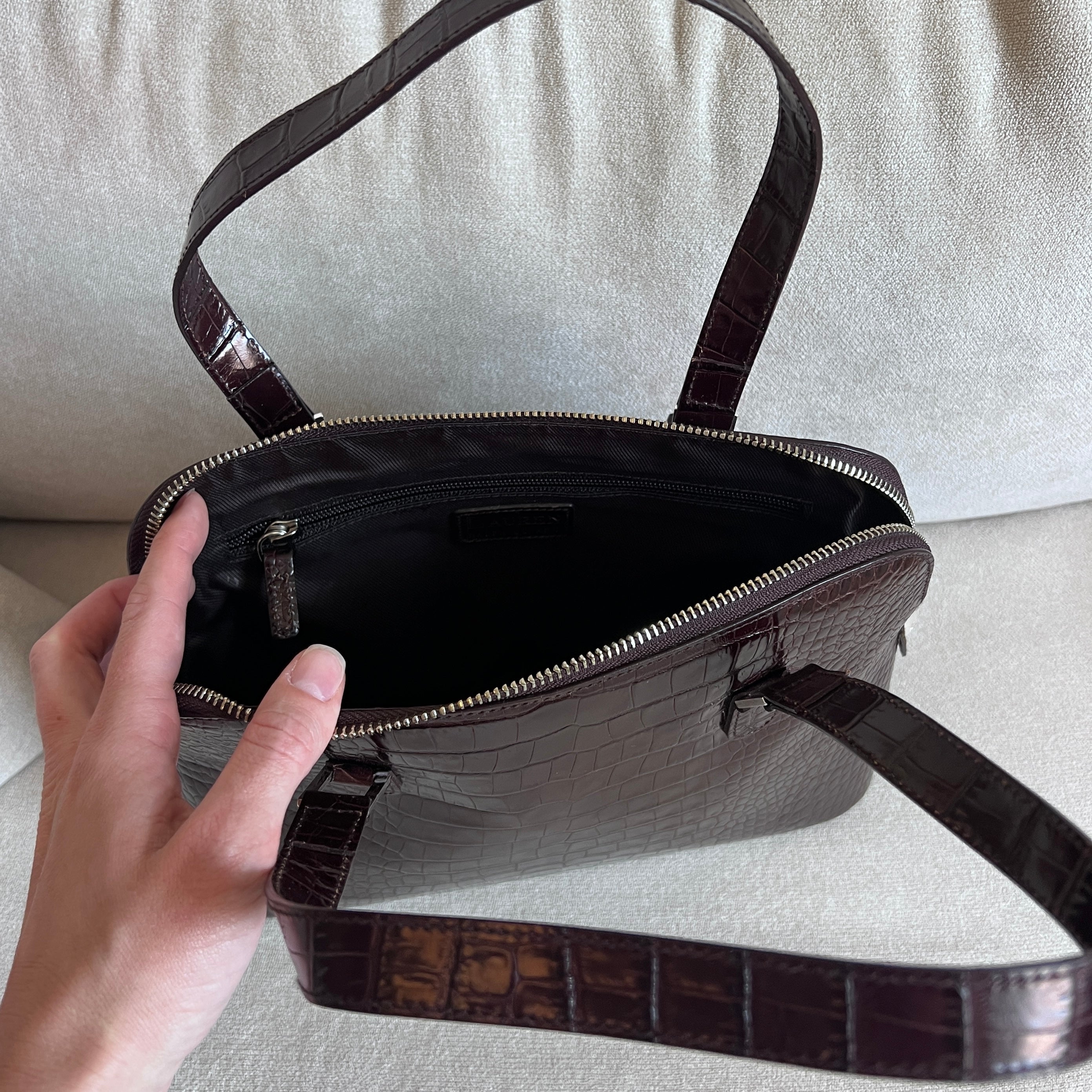 Brown Croc Lauren by Ralph Lauren Handbag
