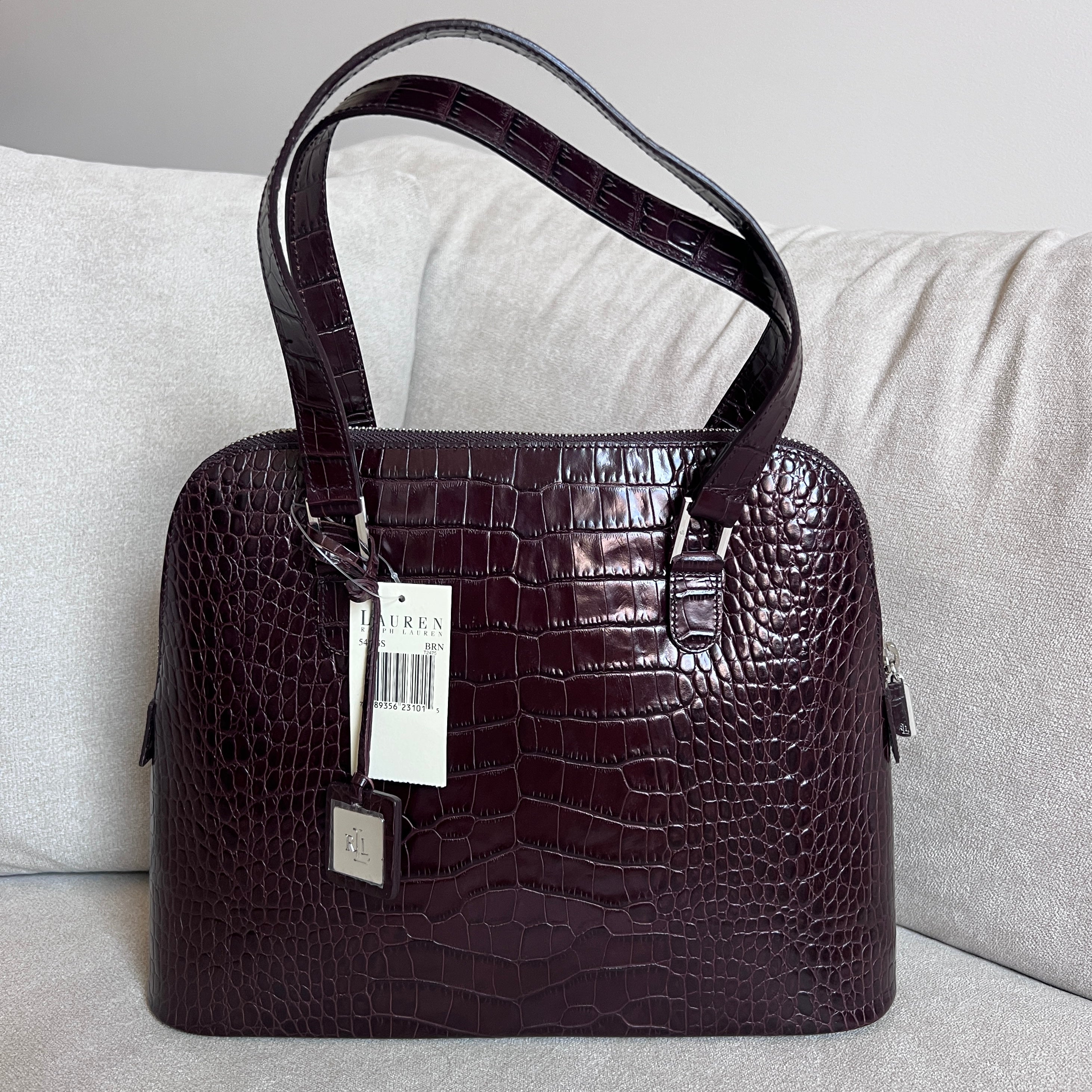 Brown Croc Lauren by Ralph Lauren Handbag