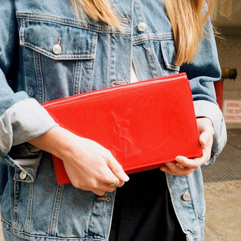 Yves Saint Laurent Red Patent Leather Clutch – Spherule