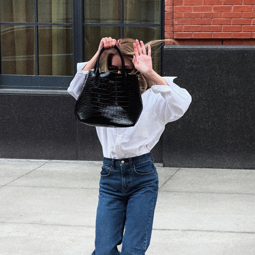 Black Polo Ralph Lauren Bellport Embossed Tote, Medium