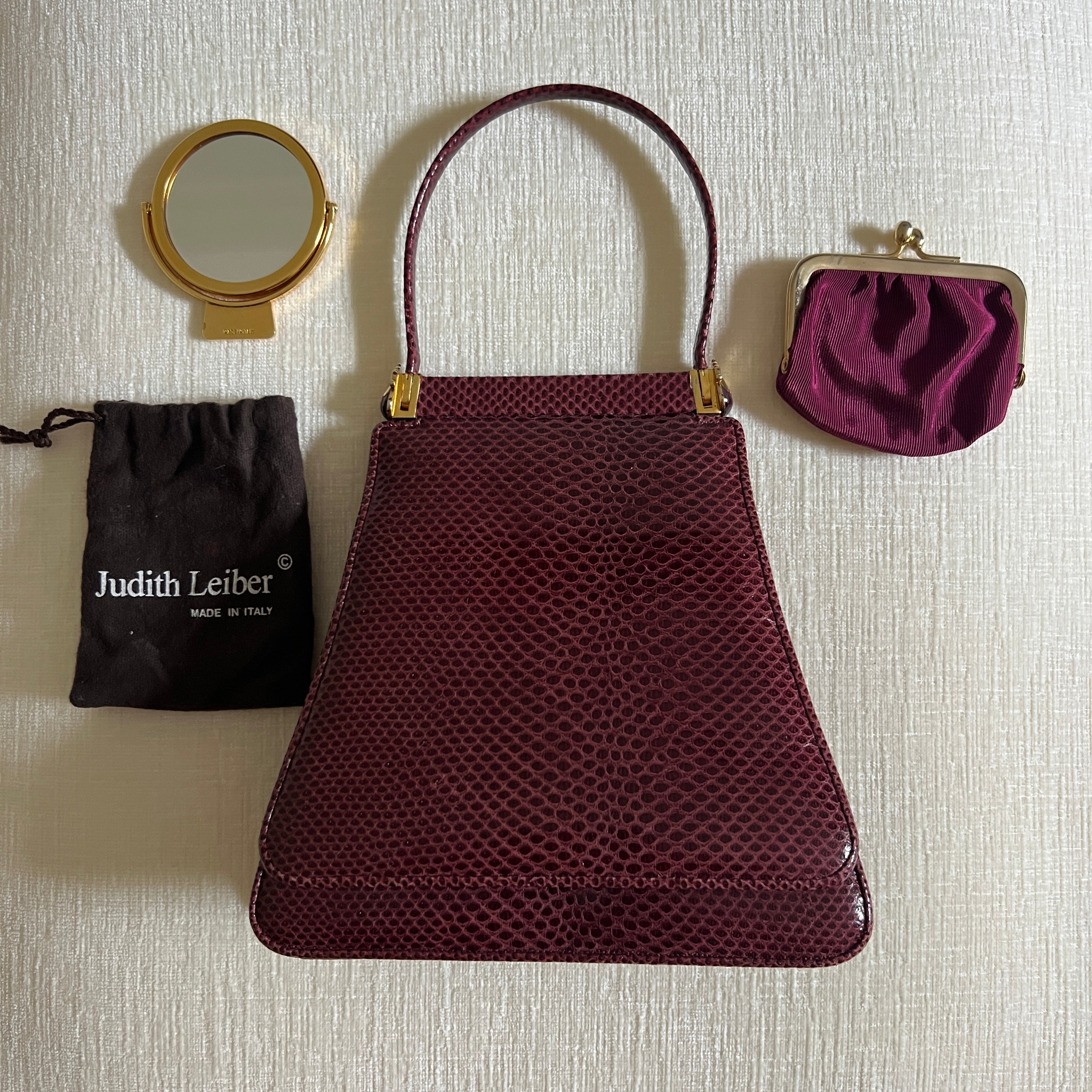 Vintage Judith Leiber Burgundy Lizard Evening Bag
