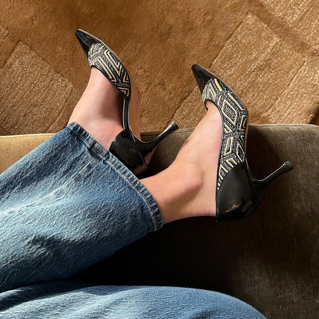 Manolo Blahnik Geometric Print D'Orsay Pumps 37