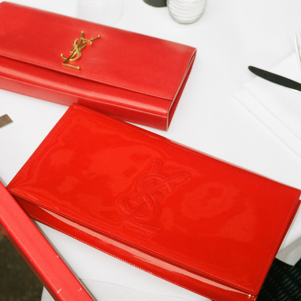 Yves Saint Laurent Red Patent Leather Clutch