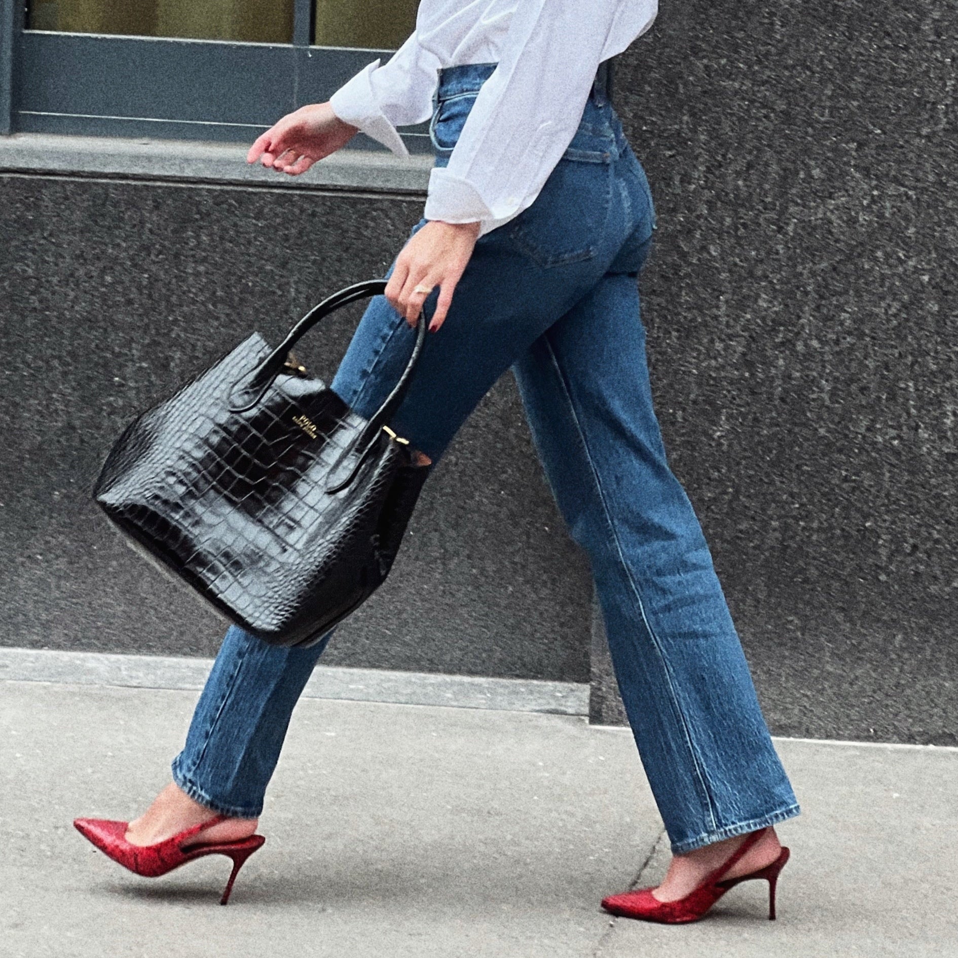 Black Polo Ralph Lauren Bellport Embossed Tote, Medium