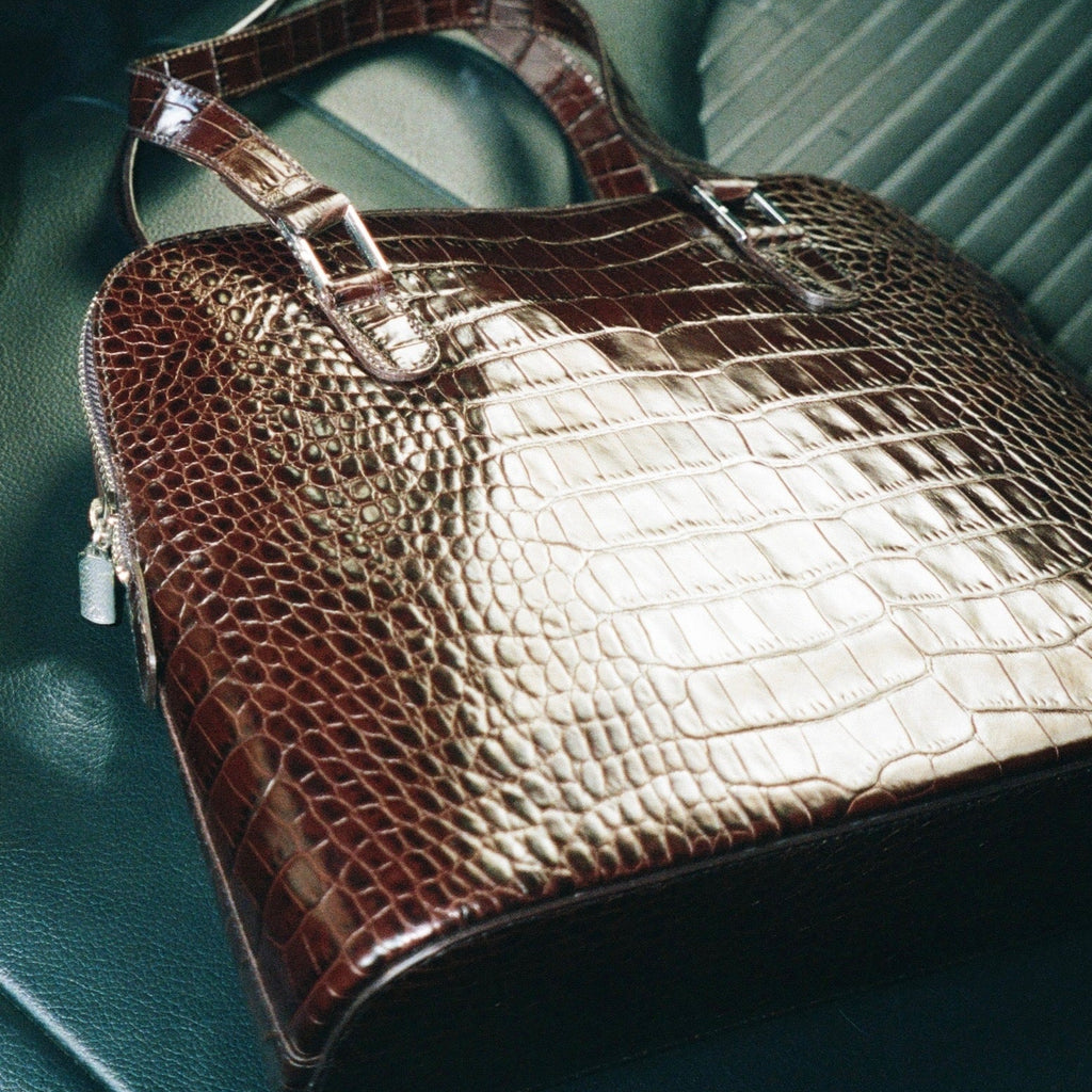 Brown Croc Lauren by Ralph Lauren Handbag