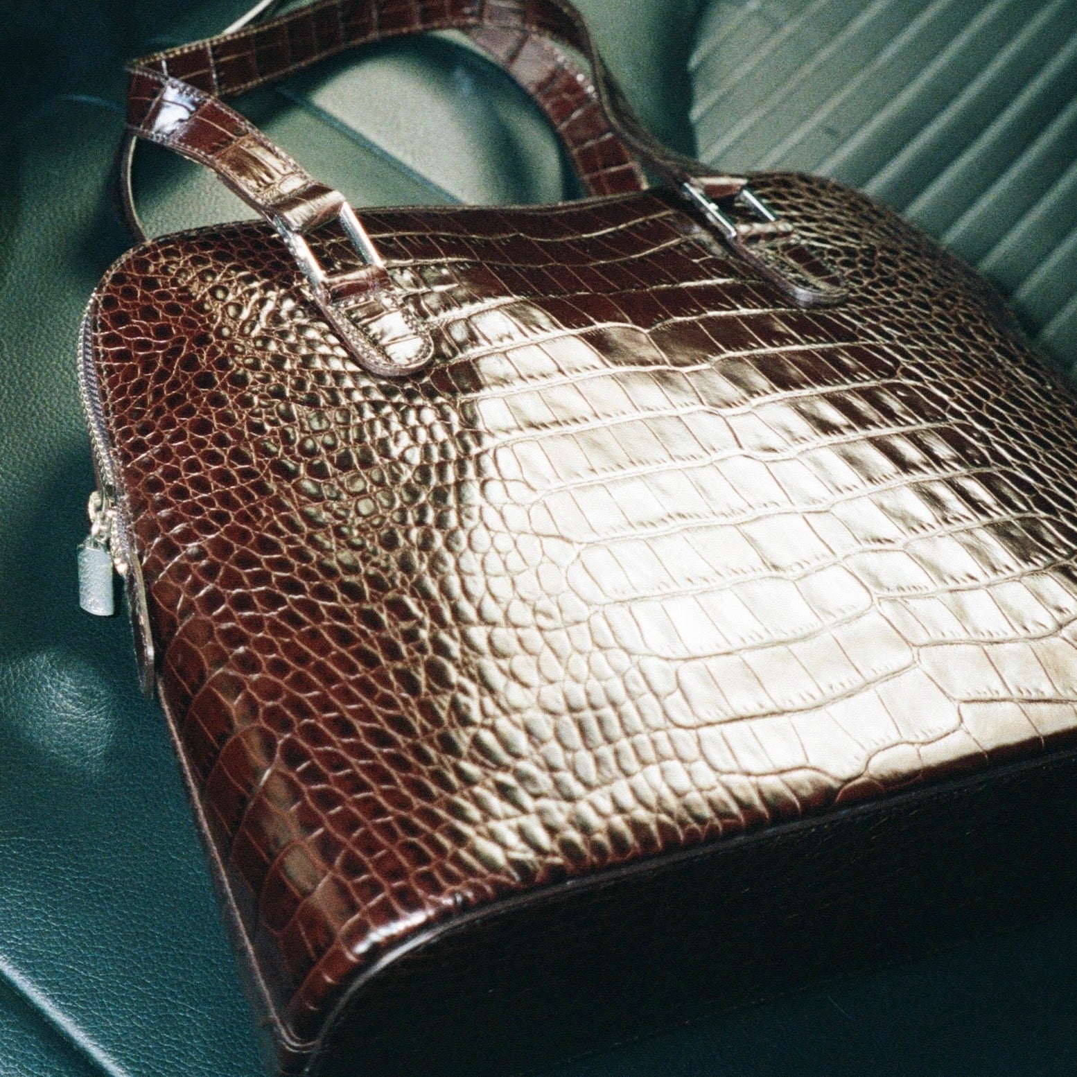 Brown Croc Lauren by Ralph Lauren Handbag