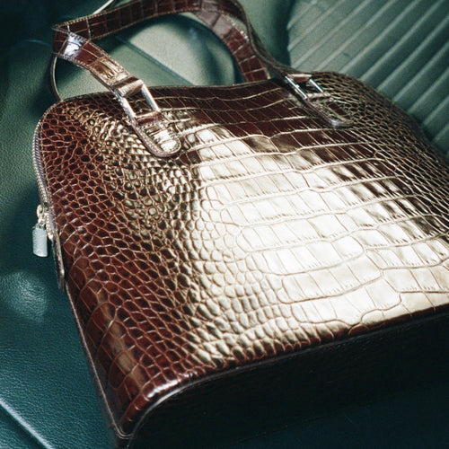 Brown Croc Lauren by Ralph Lauren Handbag