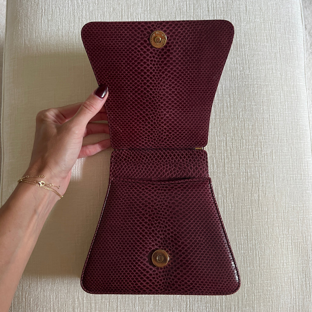 Vintage Judith Leiber Burgundy Lizard Evening Bag