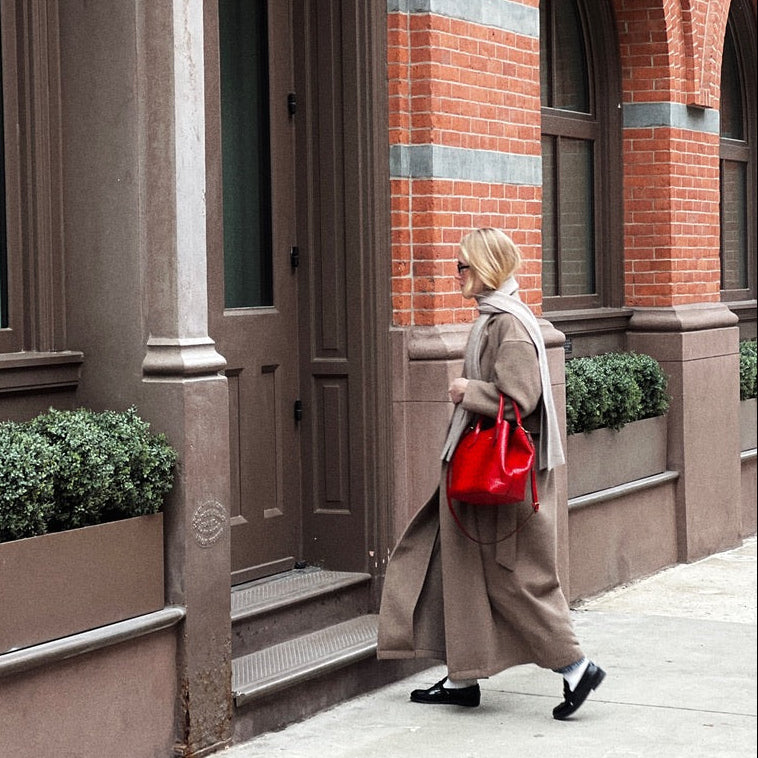 Red Polo Ralph Lauren Bellport Embossed Tote, Medium