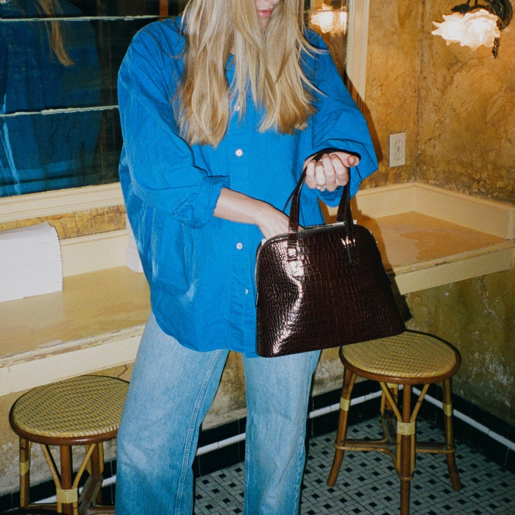 Brown Croc Lauren by Ralph Lauren Handbag