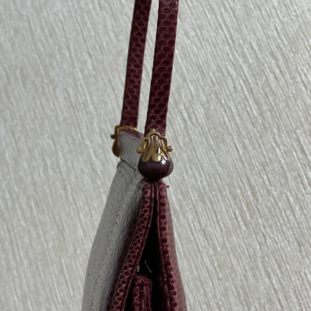 Vintage Judith Leiber Burgundy Lizard Evening Bag