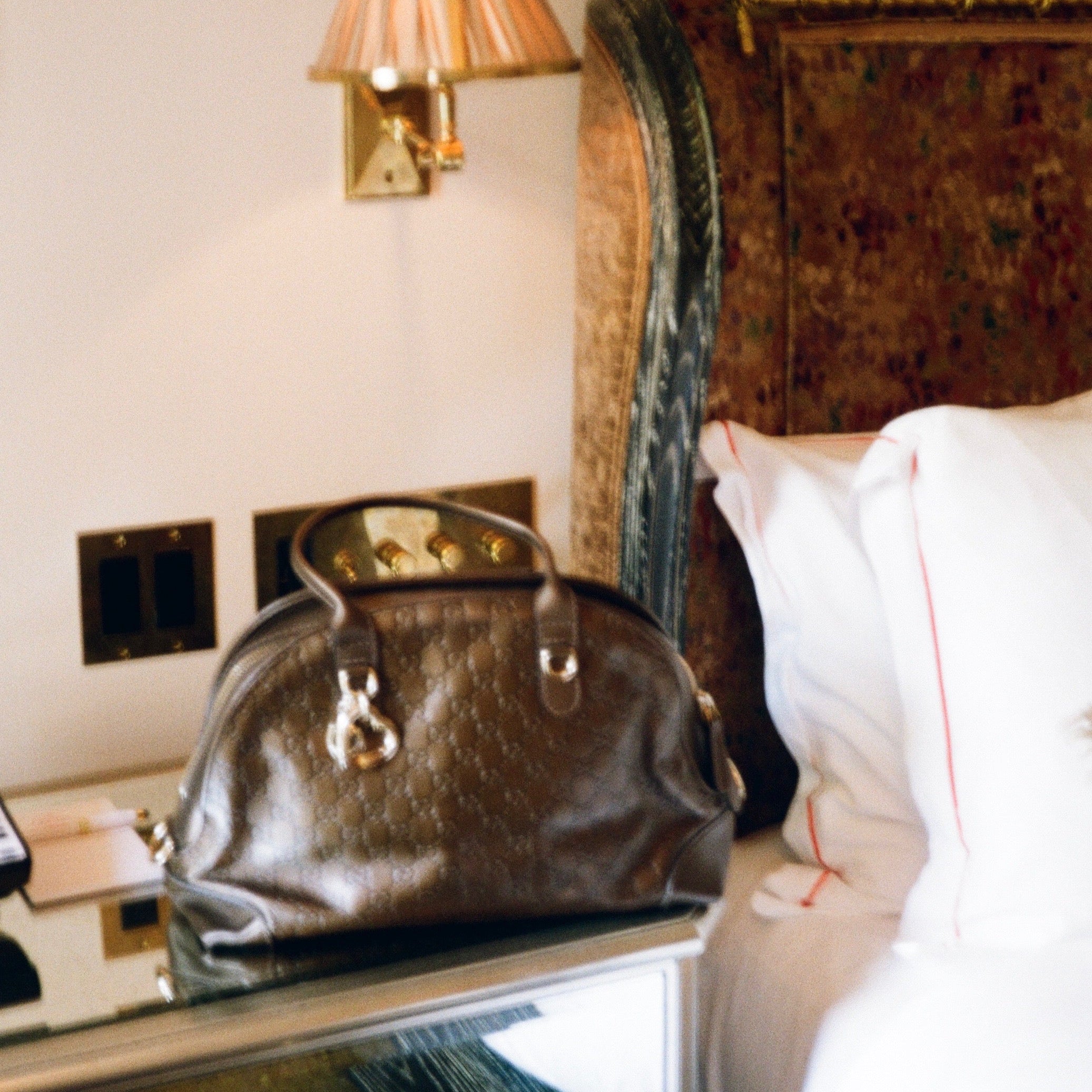 Gucci Brown Metallic Embossed Bag