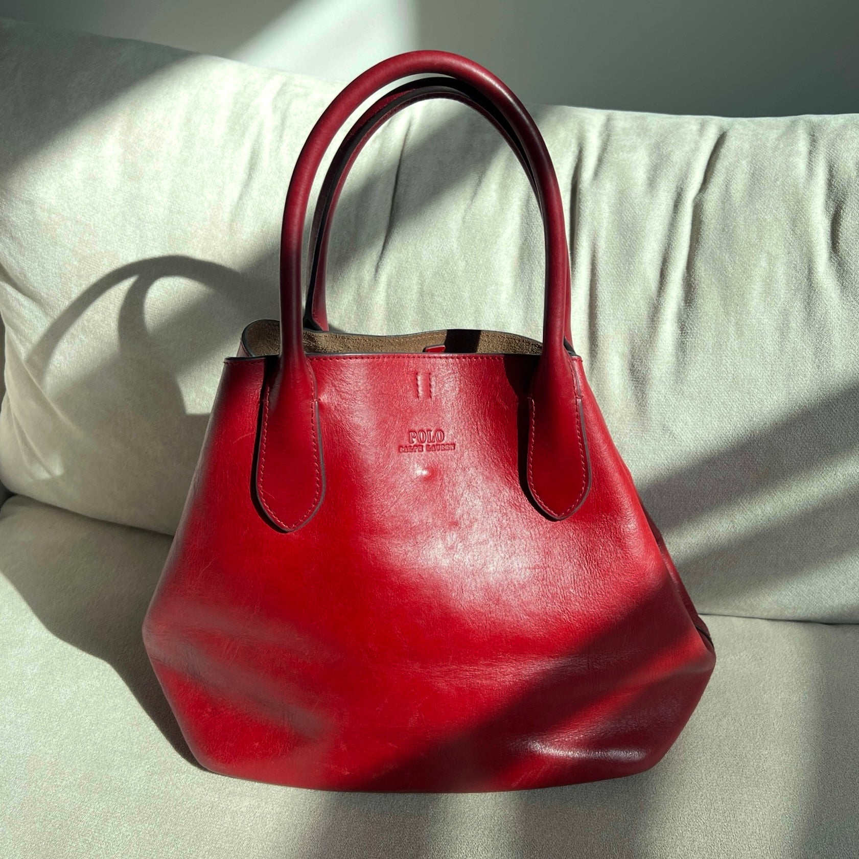 Red Polo Ralph Lauren Bellport Tote, Medium