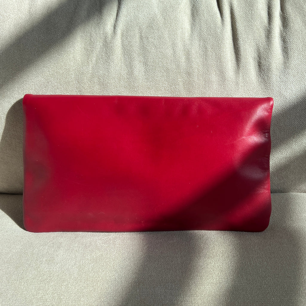 Saint Laurent Red Leather Folding Clutch
