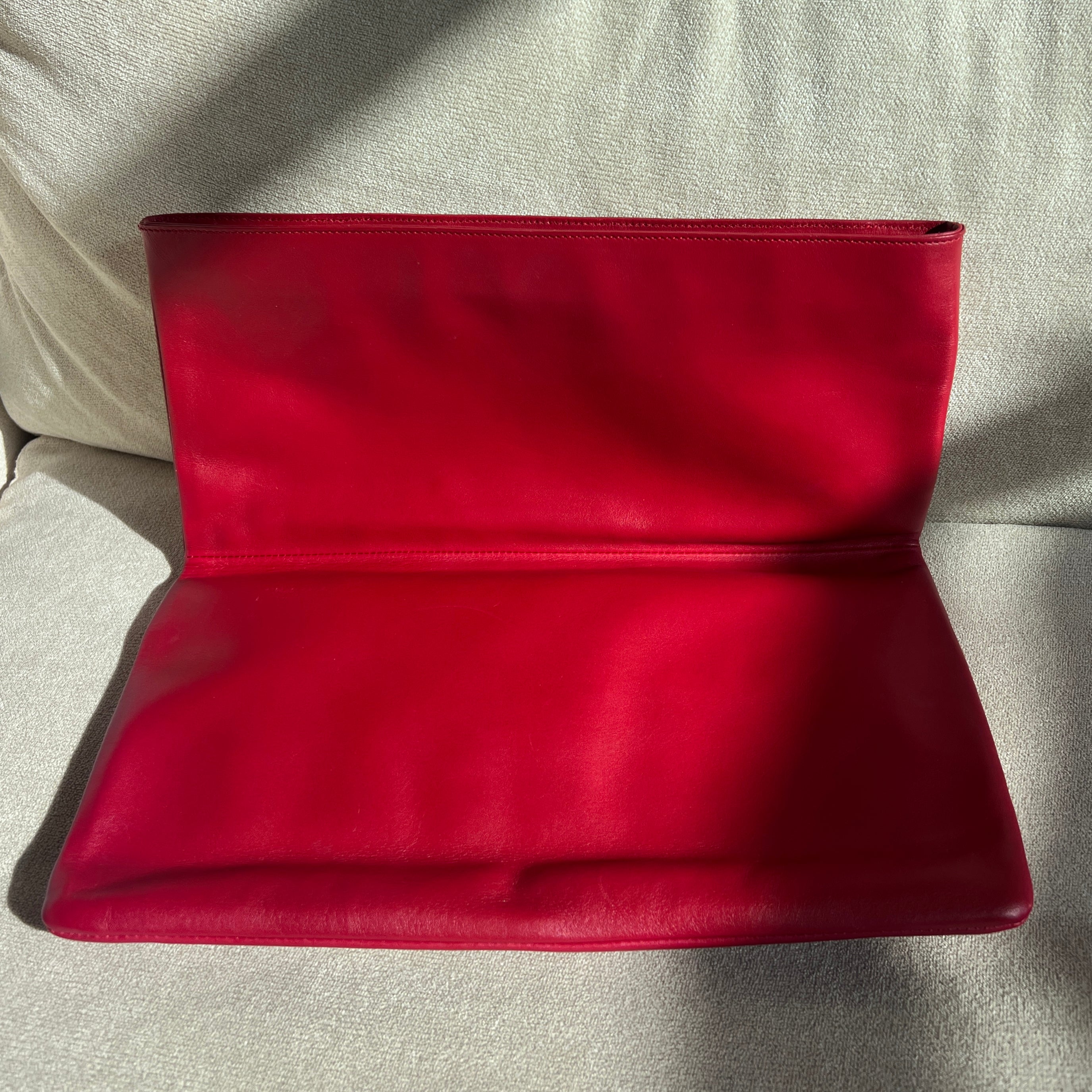 Saint Laurent Red Leather Folding Clutch