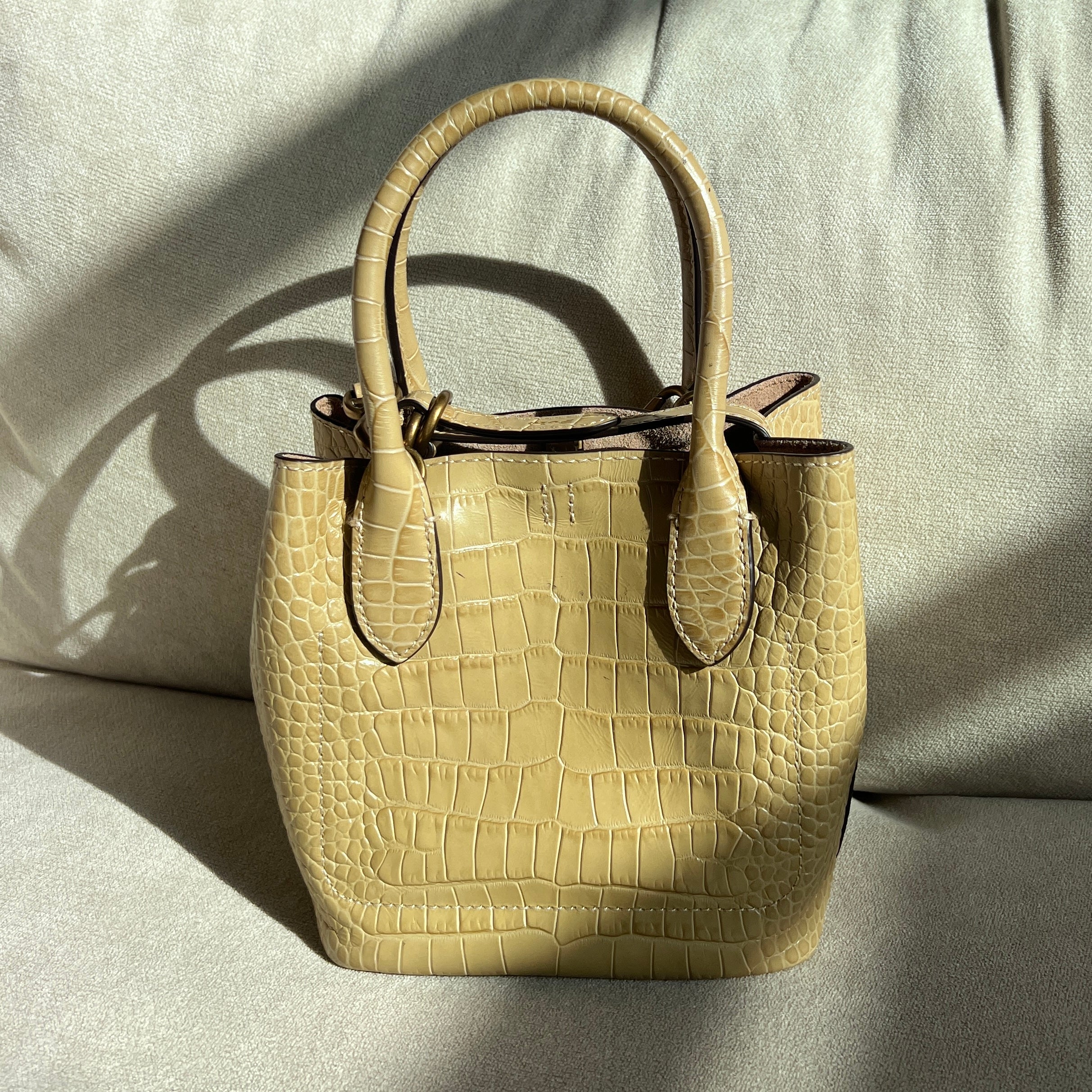 Camel Polo Ralph Lauren Bellport Embossed Tote, Small