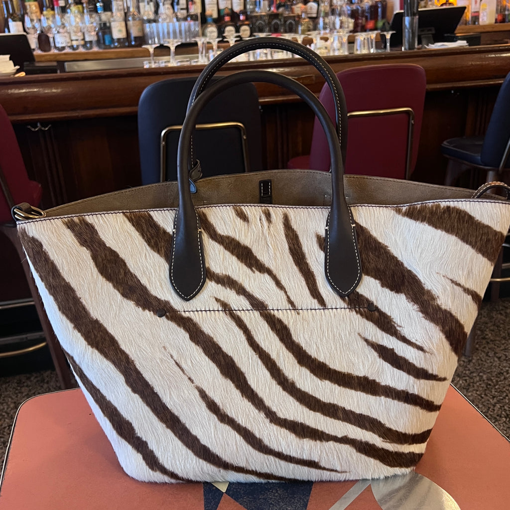 Calf Hair Zebra Print Polo Ralph Lauren Bellport Tote, Medium