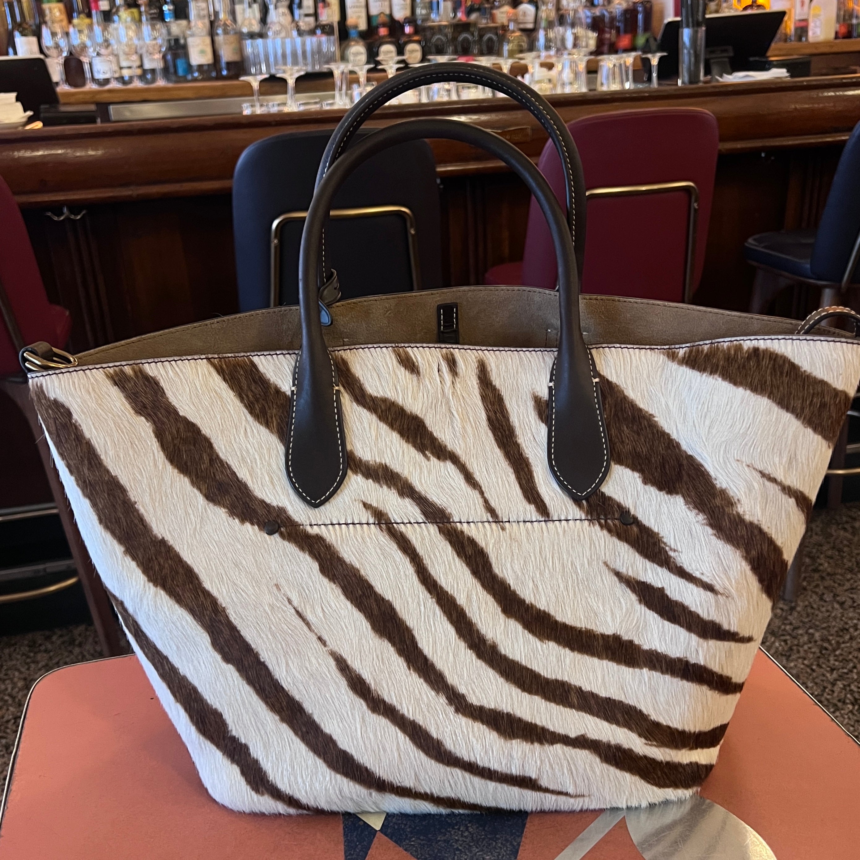 Calf Hair Zebra Print Polo Ralph Lauren Bellport Tote, Medium