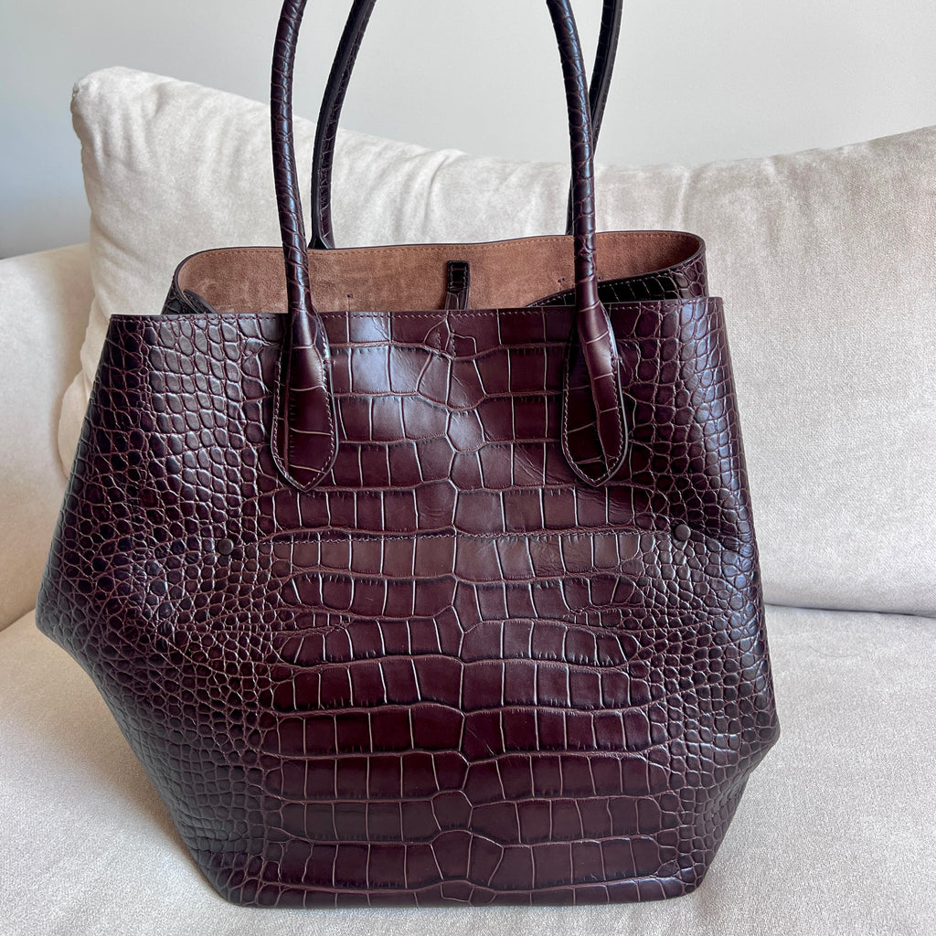Brown Polo Ralph Lauren Bellport Embossed Tote, Large