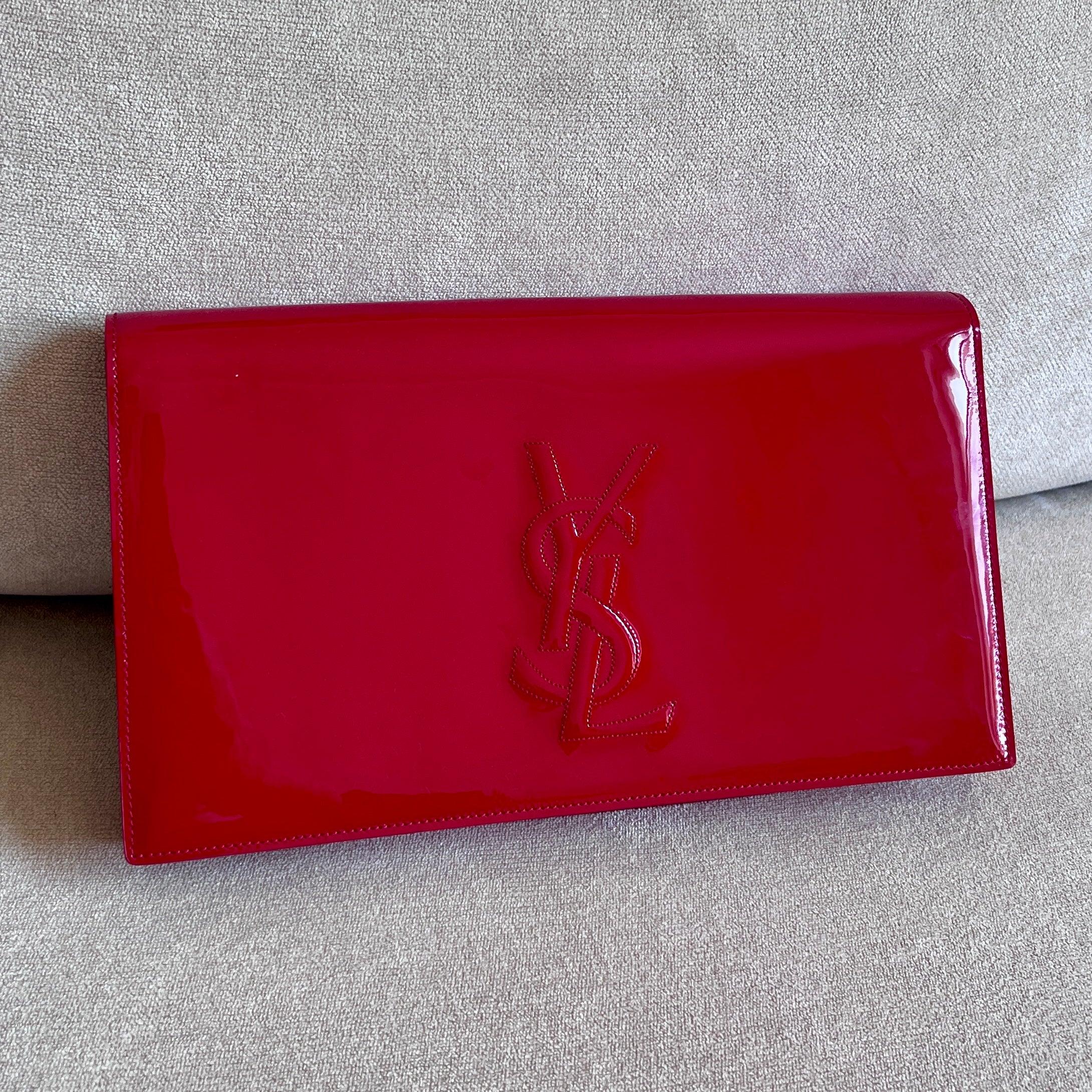Yves Saint Laurent Red Patent Leather Clutch