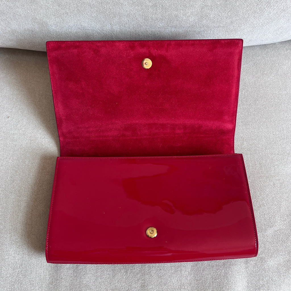 Yves Saint Laurent Red Patent Leather Clutch