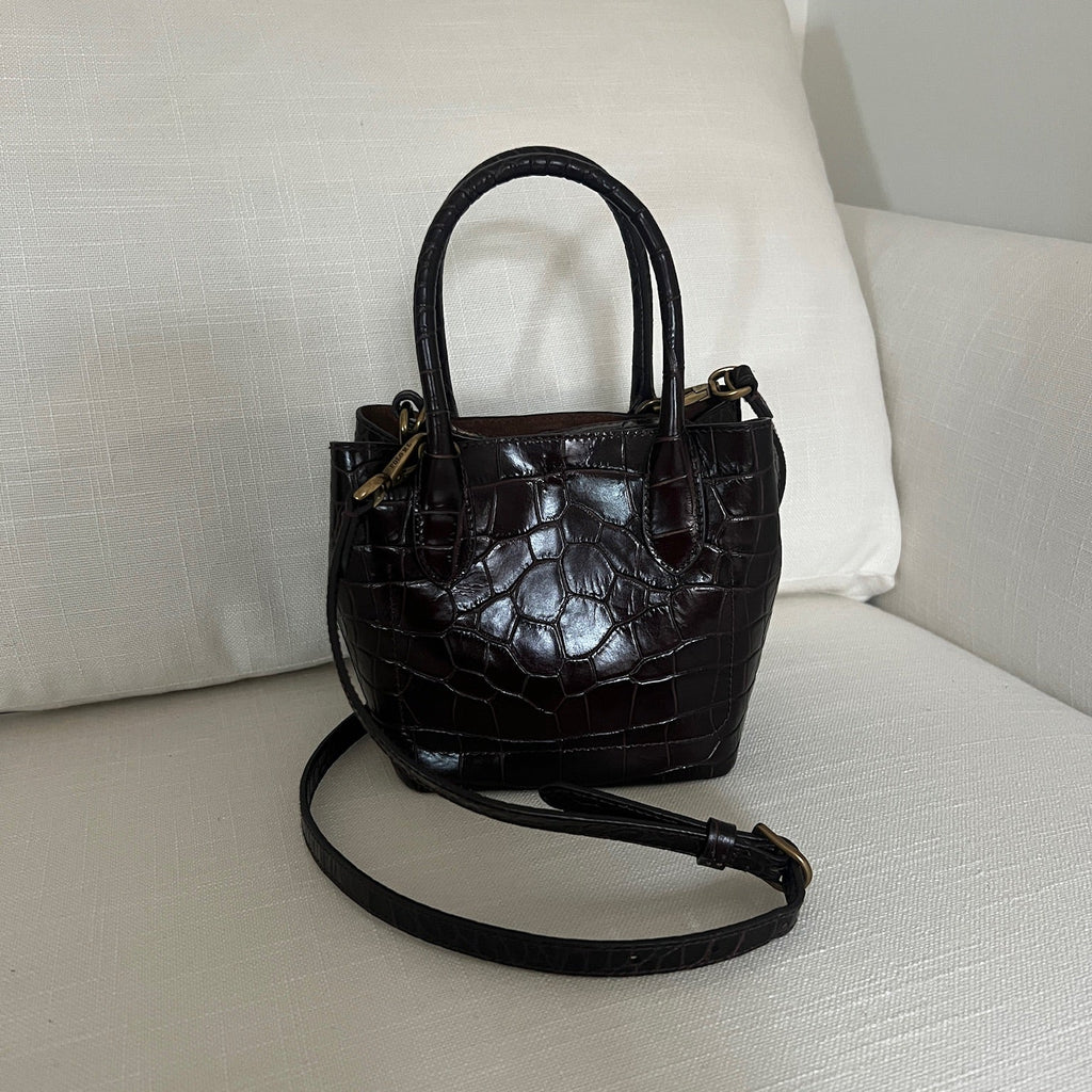 Brown Polo Ralph Lauren Bellport Embossed Tote, Small