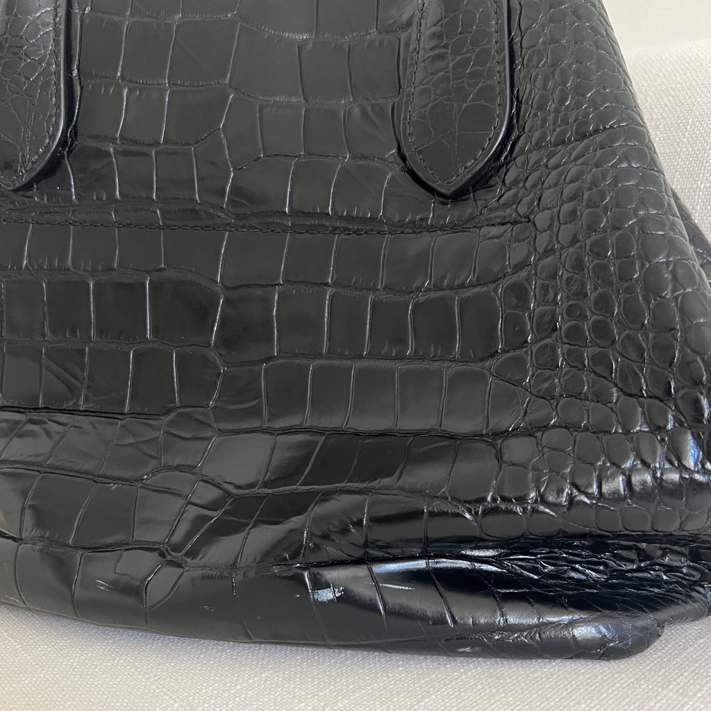 Black Polo Ralph Lauren Bellport Embossed Tote, Medium
