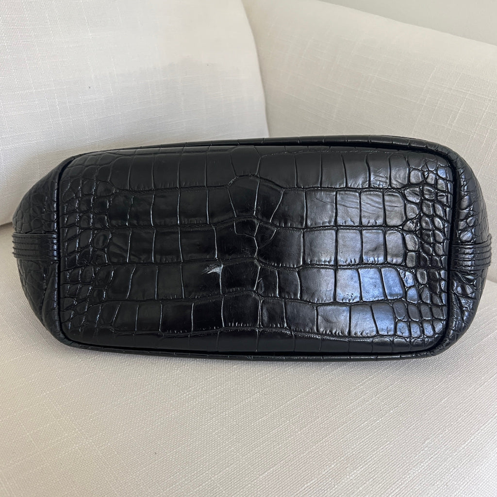 Black Polo Ralph Lauren Bellport Embossed Tote, Medium