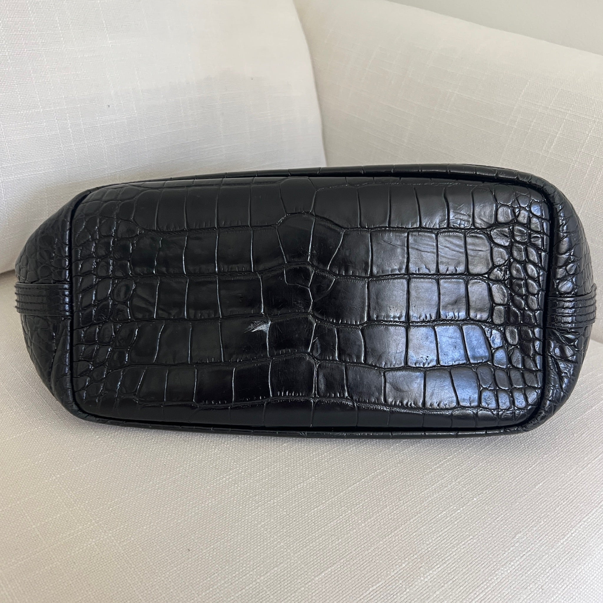 Black Polo Ralph Lauren Bellport Embossed Tote, Medium