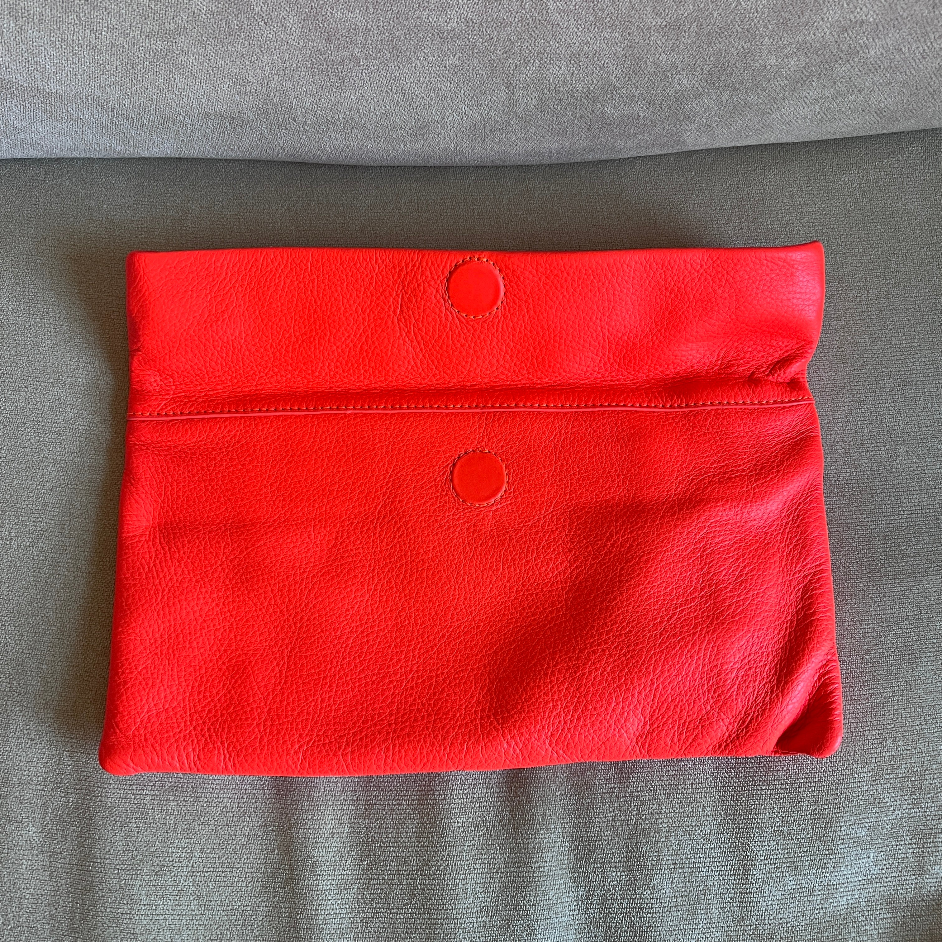 Orange Leather Folding Clutch
