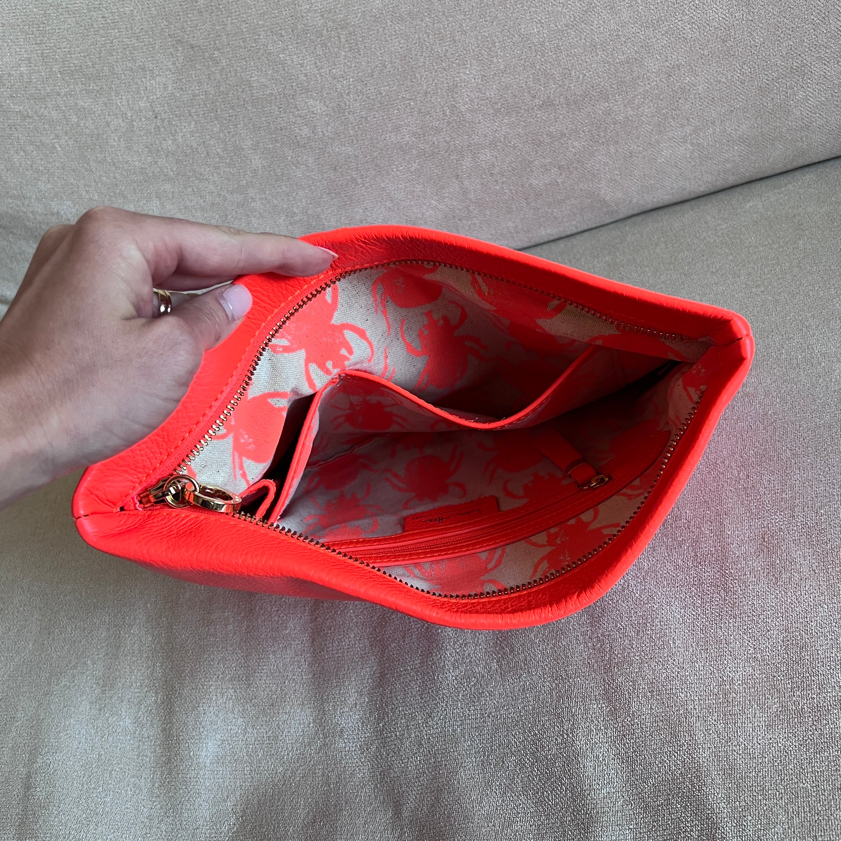 Orange Leather Folding Clutch
