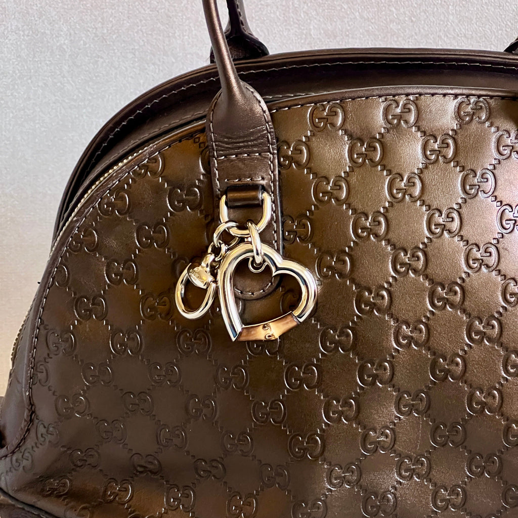 Gucci Brown Metallic Embossed Bag