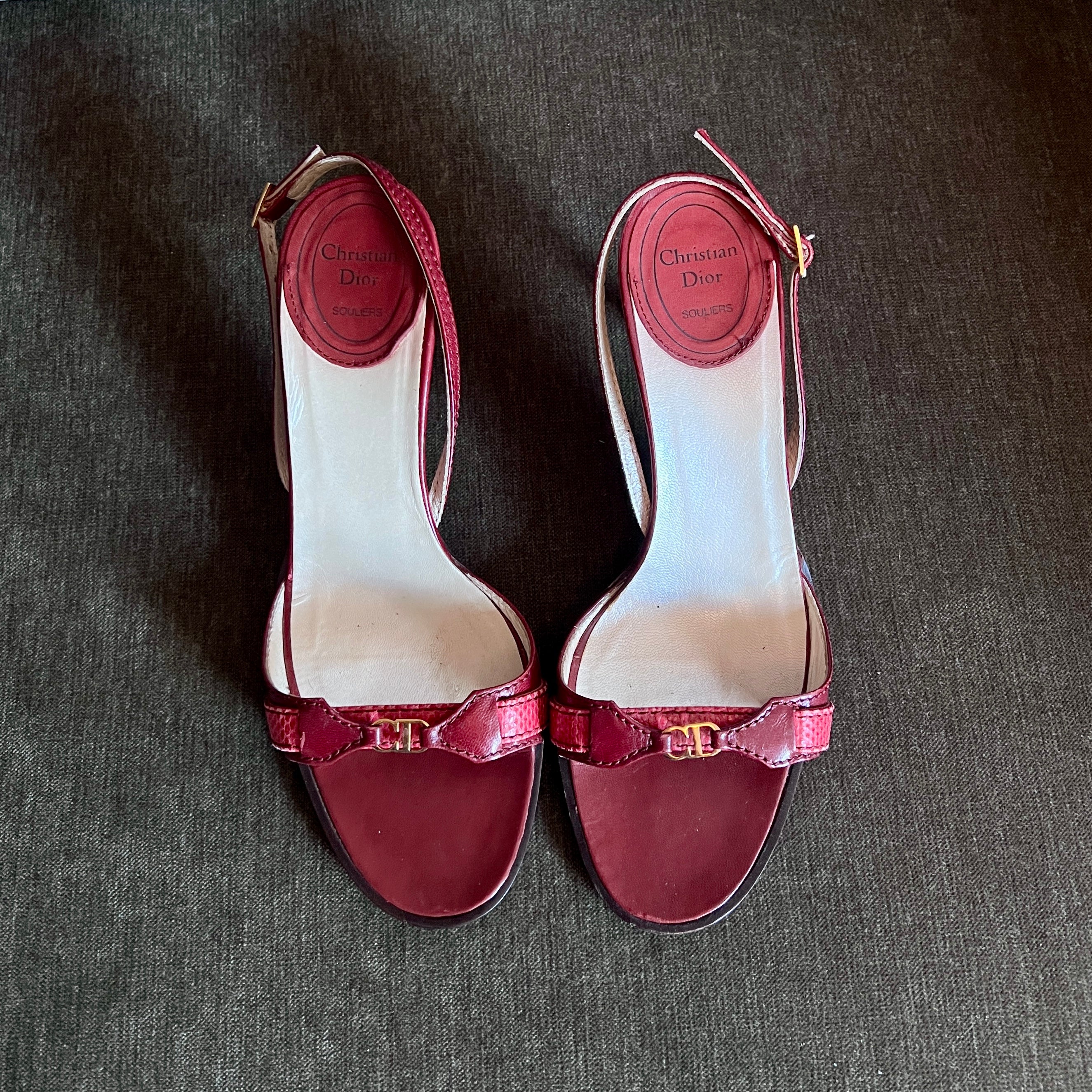 Dior Burgundy & Pink Slingback Heels, 37