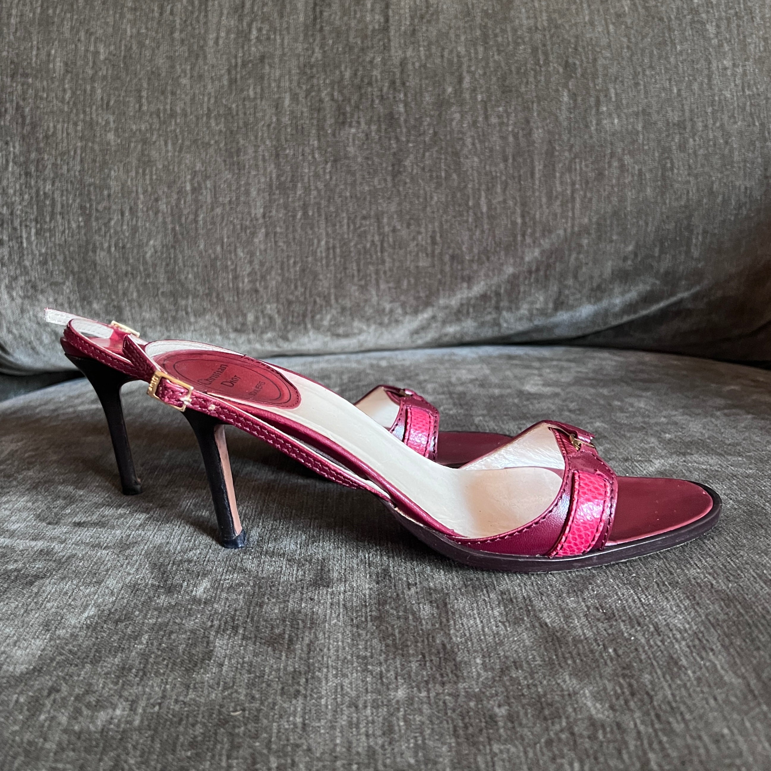 Dior Burgundy & Pink Slingback Heels, 37