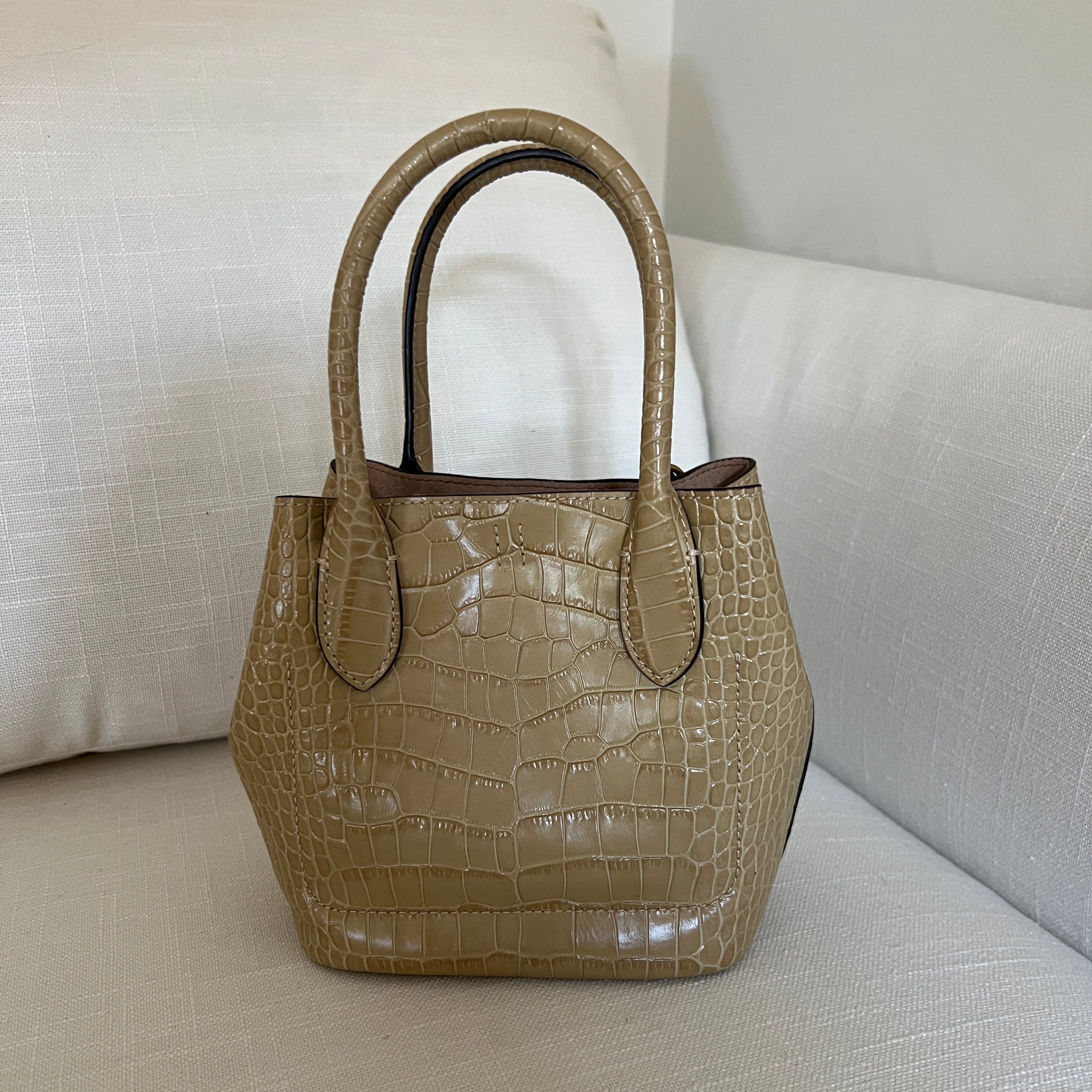 Camel Polo Ralph Lauren Bellport Embossed Tote, Small