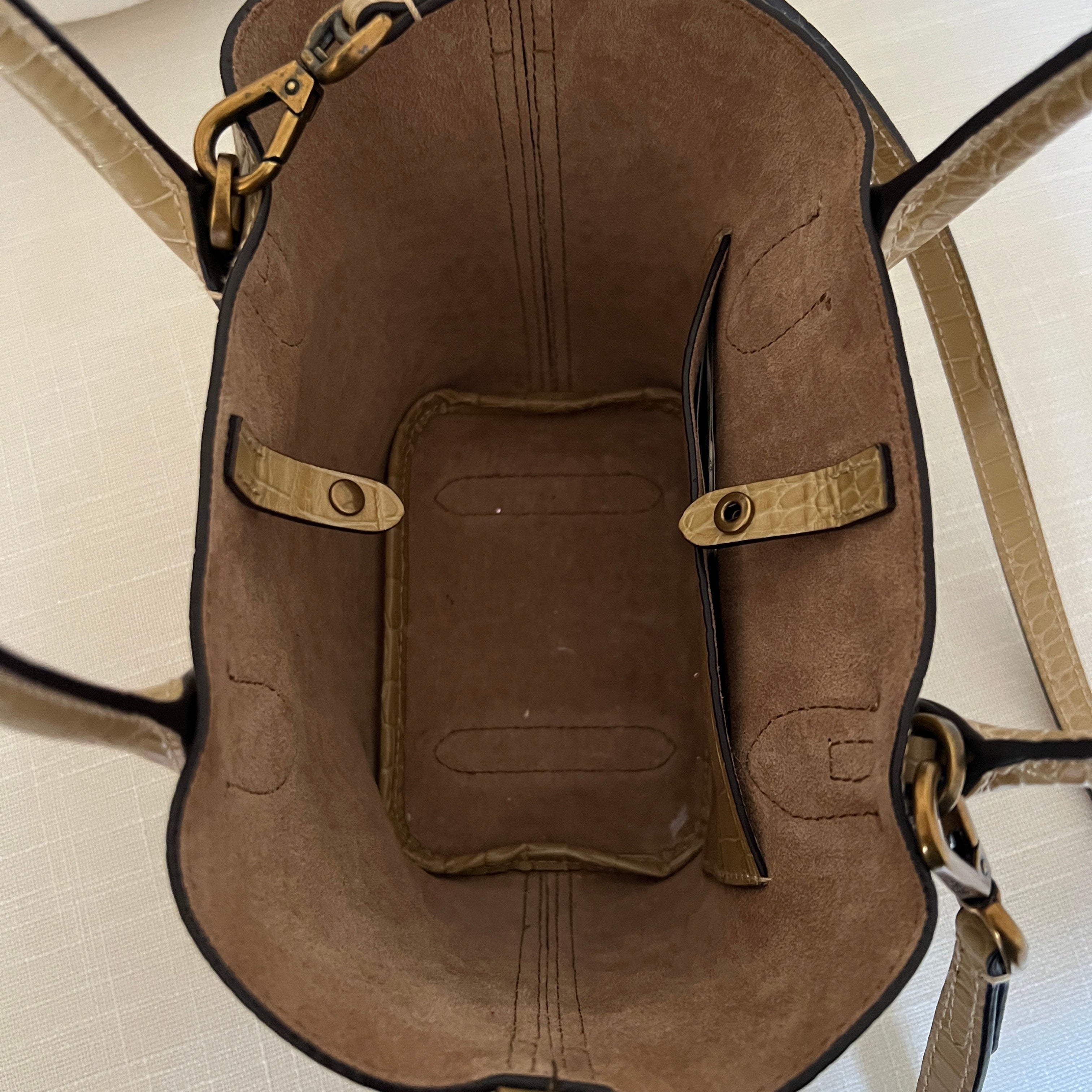 Camel Polo Ralph Lauren Bellport Embossed Tote, Small