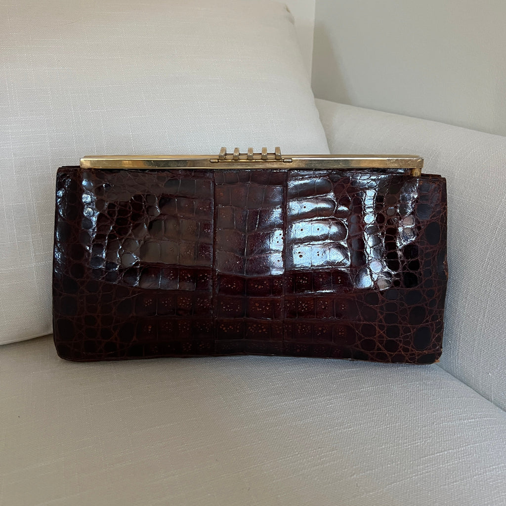 Oversized Genuine Alligator Leather Clutch
