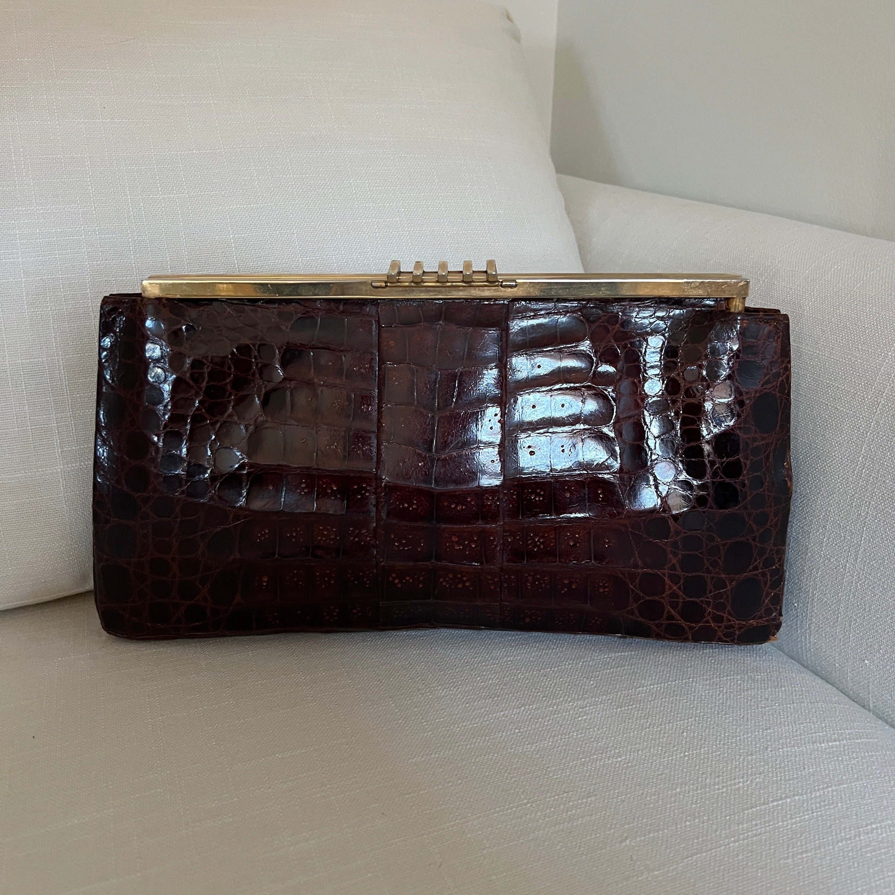 Oversized Genuine Alligator Leather Clutch