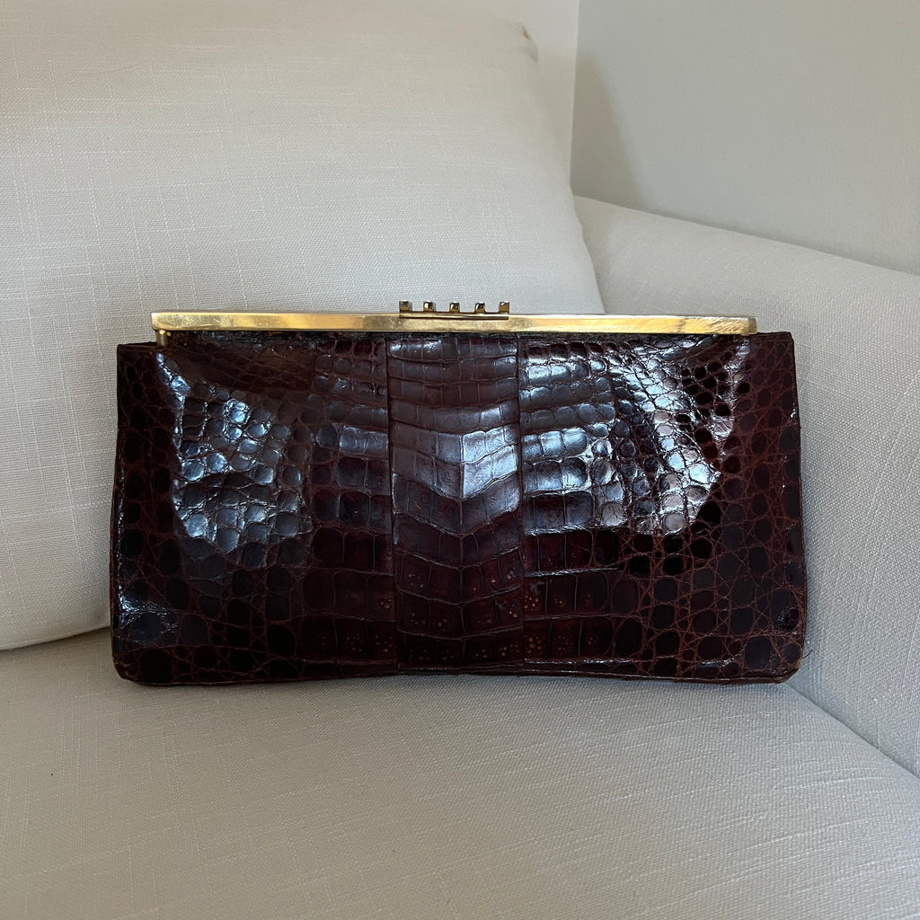 Oversized Genuine Alligator Leather Clutch